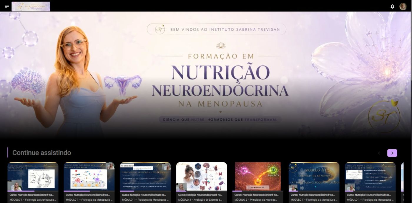 Ambiente da formação, com a identidade do curso e a lista de módulos liberados